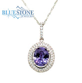 Sterling Silver Rhodium Plated Pendant with One 10mm x 8mm 3.75 Carat